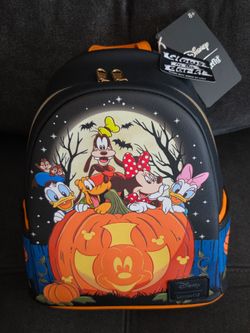 Loungefly x Disney Halloween Mickey Mouse, Minnie, Donald  Duck, Goofy,  Pluto, Daisy Glow in the Dark Mini Backpack New with Tags
