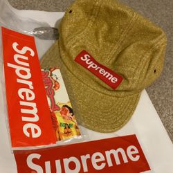Brand New Supreme Glitter Terry Camp Adjustable Cap Hat Gold SS19H8