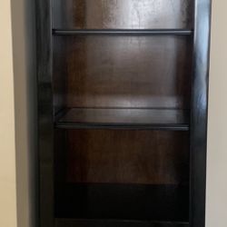 Freestanding Wood Wall Unit With Glass Shelves - Dark Cherry Wood - 