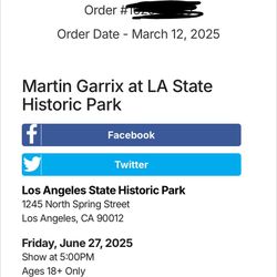Martin Garrix 4 GA Tickets June 27