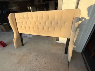White plush king bed headboard