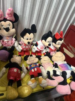 Vintage Lot Of 8 Disney Miney & Mickey Mouse Plush Big