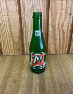 Vintage 7UP Green Glass Soda Bottle