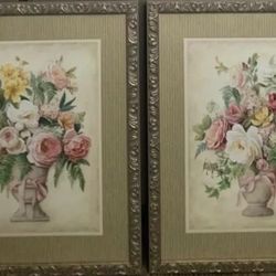 Home Interior Set Of Flowers In Vase Picture frames 