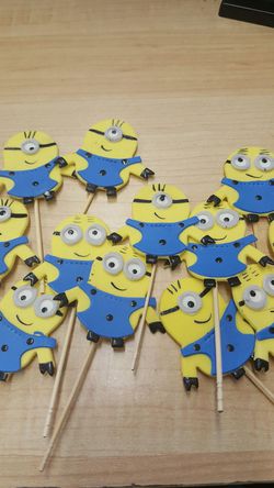 Minion birthday party cake toppers