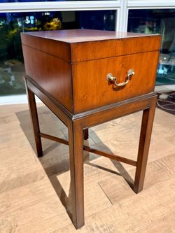 Ethan Allen Cherry Wood Lift-Top Chest on Stand - Jewelry Box, Storage