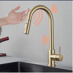 Touch Kitchen Sink Faucet Pull Down Sprayer Single Hole Mixer Tap Brushed Gold K9