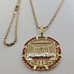 I Deliver I Ship 14k Gold Plated rope Chain And Pendant