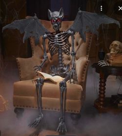 Life-Size Bat Skeleton Halloween Decoration with LED Eyes