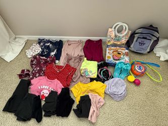 Girls clothing/toys/lot, size 5-8, pet and smoke free home. Pick up Oviedo.   Tops, dresses, shorts, pjs, headbands, purse, backpack, shoes, hat, game