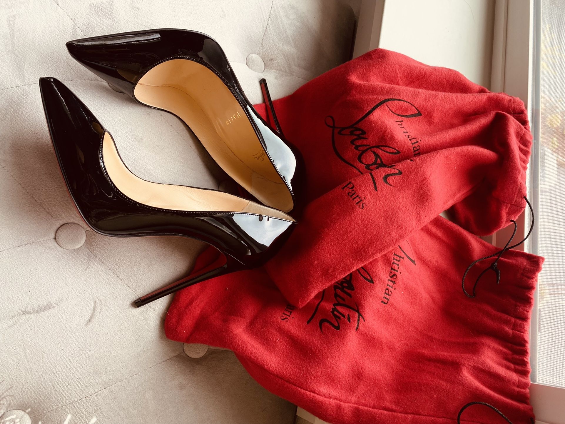 Christian Louboutin Heels with Heel Tip Extras Size US (7) Or Eur (38)