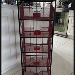 Storage Tower Dresser with Drawers  Red & Black 
