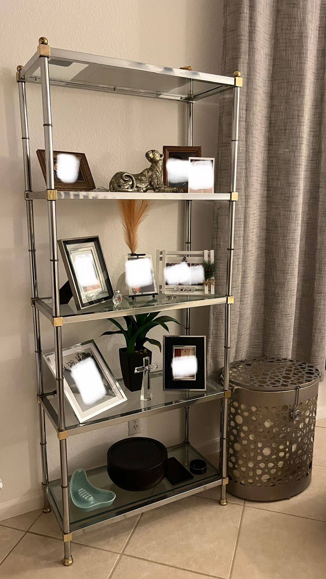 Silver And Gold Shelf 6 ft Tall