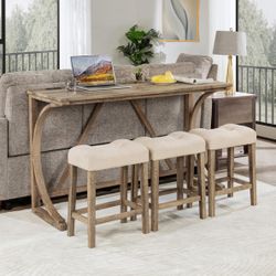 4-Piece Dining Bar Table and Chairs Set for Home & Office, Table with Power Outlet and 3 stools‼️