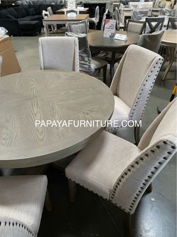 New Round Dining set, Table and Chairs, Round Table, Chairs, nailed trimmed Chairs, mid-century Table,Dining Table, Table,Dinette set, Wooden Table, C