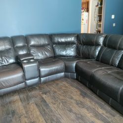 Electric Leather Reclining Sectional 