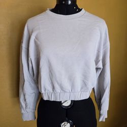 Zara women's cropped crewneck sweatshirt in  gray