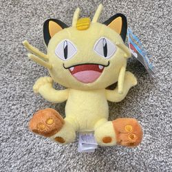 Pokémon Plush Meowth Official Tomy Open Mouth & Eyes
