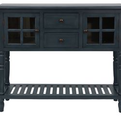 Decor Therapy Morgan 2-Door and 2-Drawer Console Table, Dark Gray