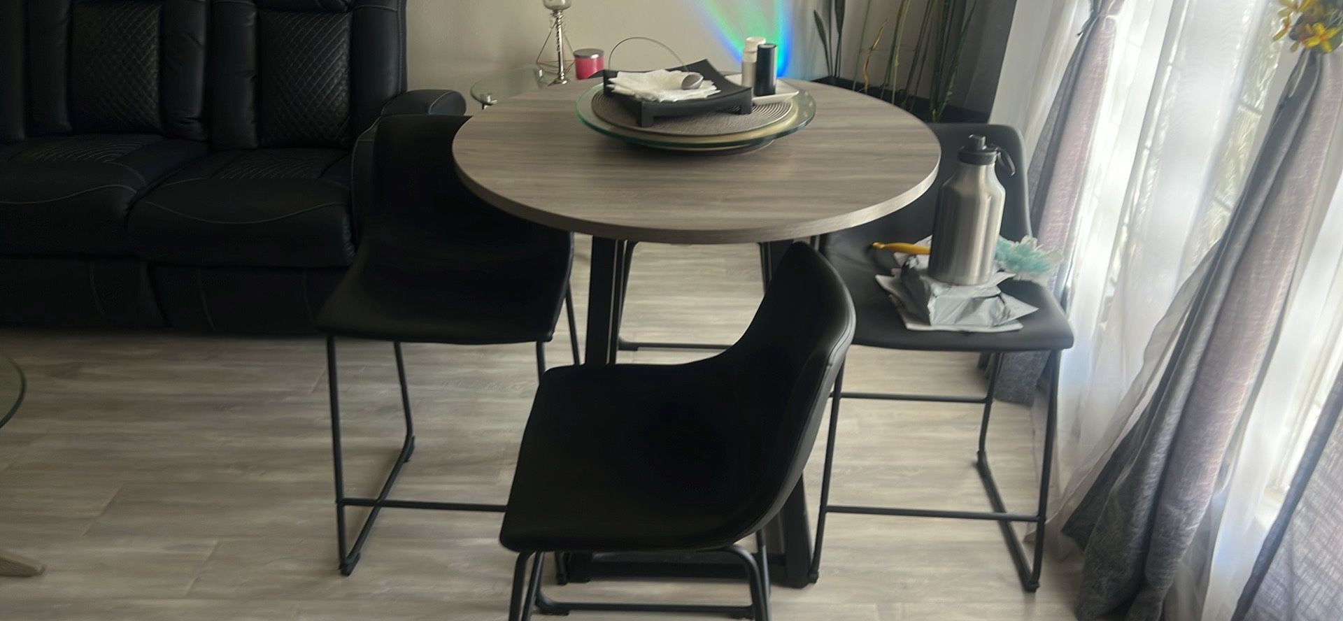 PRICE DROP: Bar-Height Ding Table for 4 w/ Glass-top Lazy Susan