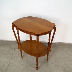 Antique Victorian Solid Oak Accent Side Table 
