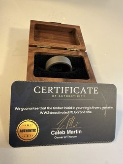 Thorum WW2 M1 Garand/Tungsten Ring Size 9.5
