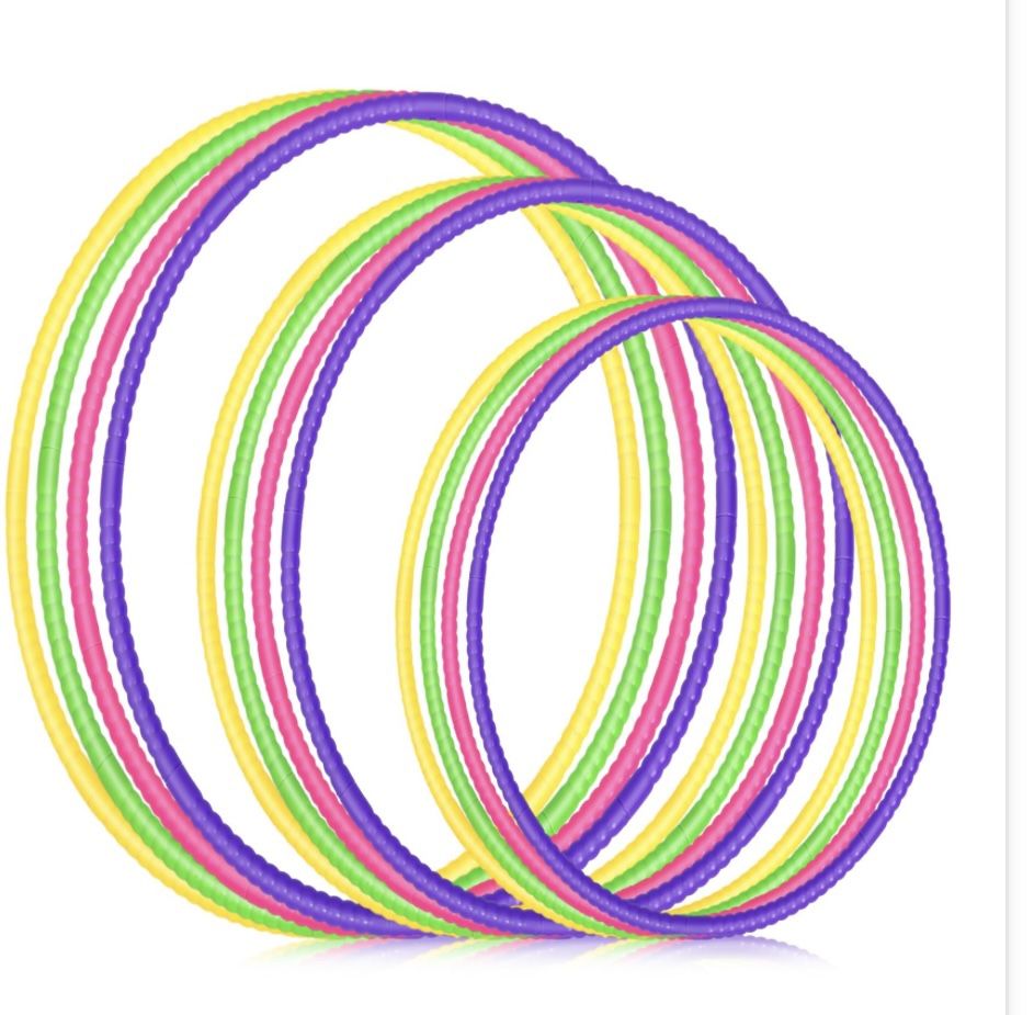 Syhood 9 Pcs Toy Color Hoop Plastic Detachable Adjustable Hoop Light Weight Exercise Fitness Equipment Toy Waist Ring For Adult Party, 3 Sizes(Green,
