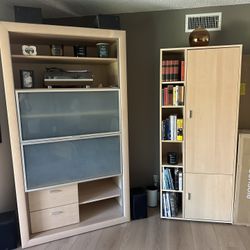 Tall IKEA-style Entertainment Unit with Media Storage - 2 pieces