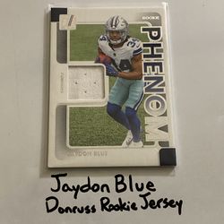 Jaydon Blue Dallas Cowboys RB Donruss Short Print Insert Rookie Jersey Card. 