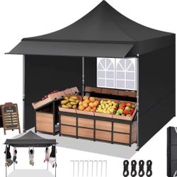 10x10 Pop Up Canopy Tent Heavy Duty with Sidewalls, Outdoor Commercial Canopy with Awning, Waterproof&23 SF Extended Awning