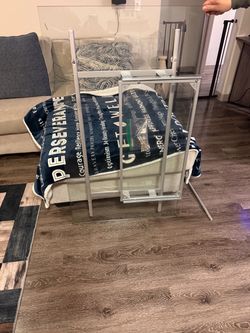Modern Glass Computer Desk with Silver Metal Frame - Complete Hardware Included