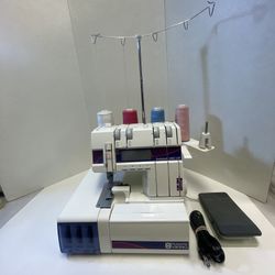 Viking Husqvarna Huskylock 1002LCD Serger Sewing Machine with Pedal - Tested