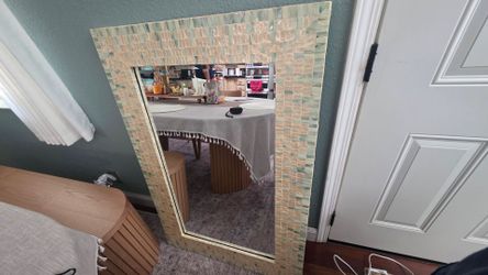 Large Mosaic Tile Framed Wall Mirror