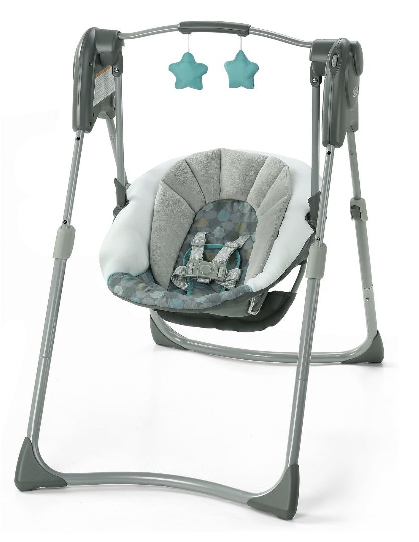 Graco Slim Spaces Compact Baby Swing, Space-Saving Design,