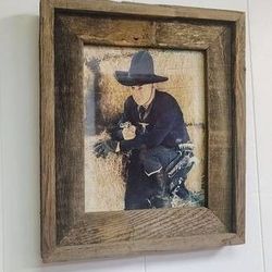 1934-52  Rustic Frame Hopalong Cassidy Hiding In Hay Holding Pistol 10×8  Photograph
