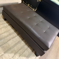 Large Brown Faux Leather Ottoman/Bench 