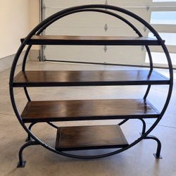 WORLD MARKET $149  (cost $375 new) Shelves Wood Shabby Chic and Metal Bookshelf Storage