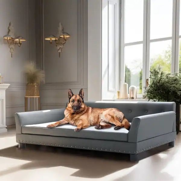 Premium Leatherette Pets Sofa Large Elevated Dog Soft Lounge Couch Bed