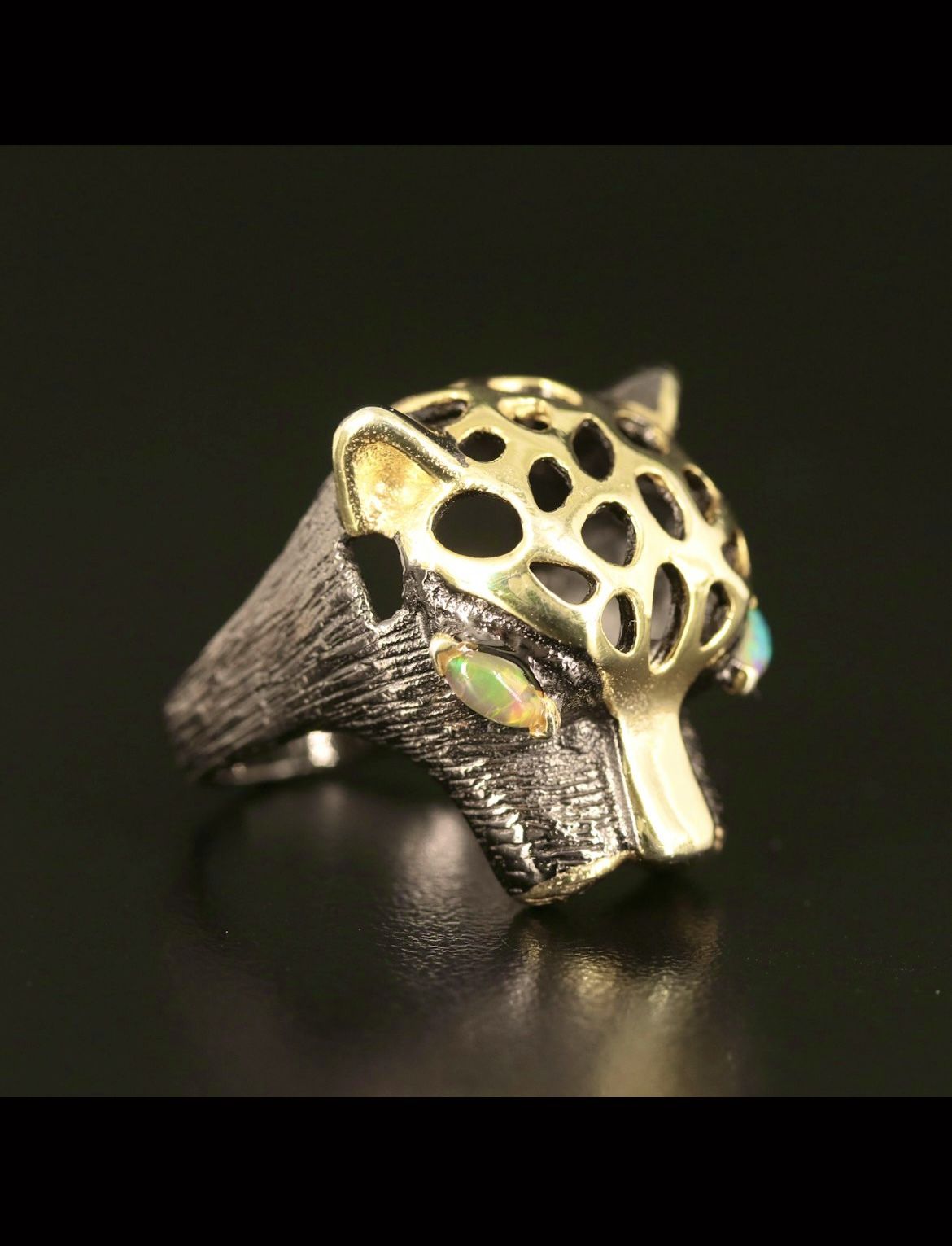 Cat Opal Sterling Silver Ring
