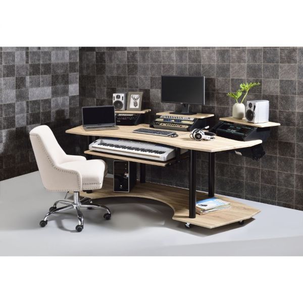 Brand New 83" Natural Oak Computer/Music Desk