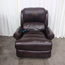 Plush Dark Brown Power Recliner in Leather