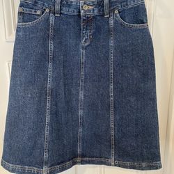 Vintage Columbia Sportswear Jean Teacher Skirt Womens 6 Blue A Line Below Knee