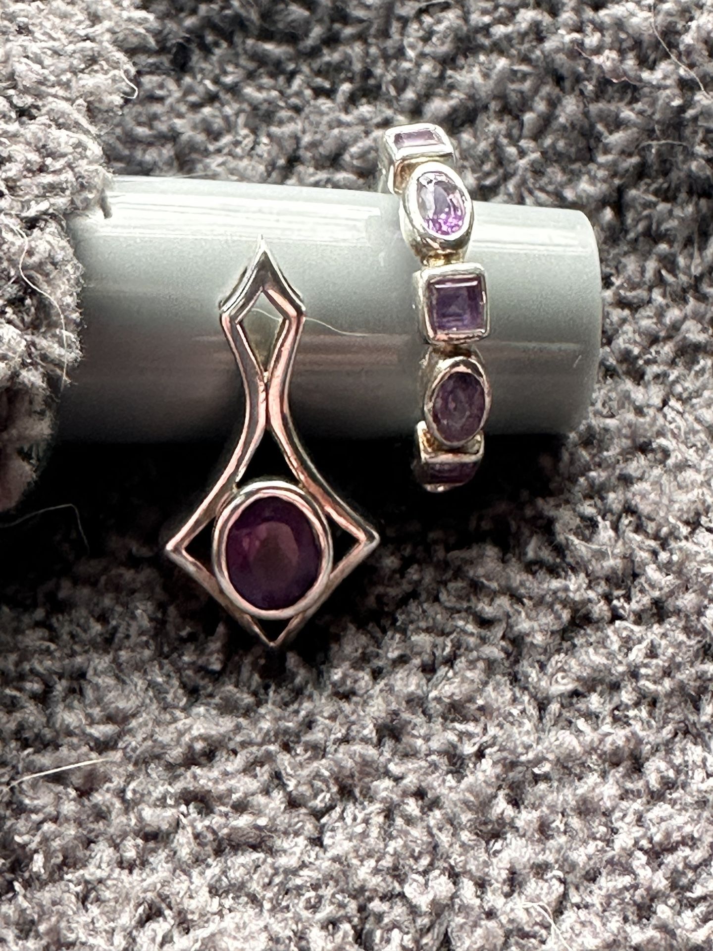 925 Silver & Amethyst Ring, Pendant & Earrings 