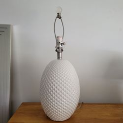 Boho White Ceramic Table Lamp Base MCM Textured Diamond (Tested & Working)