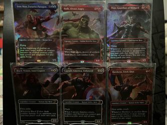Magic the gathering marvel scene foil cards with display