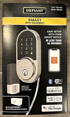 Defiant SMART WIFI Deadbolt W/Bluetooth Satin Nickel NEW