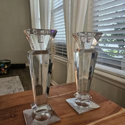 Heavy lead crystal candle holders