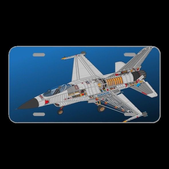 License Plate Novelty Car Front F-16 Military Aircraft Aviation