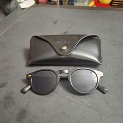 Retro Polarized Round Lens Black Rivet Frame With Hard Case By Shein - Looks Like New- No Scratches