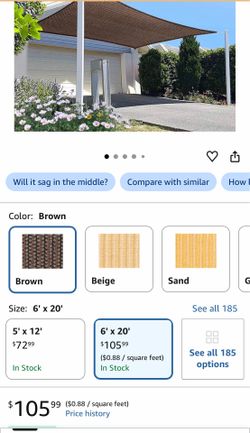 Sun shade sail 16’x 20’ brown patio